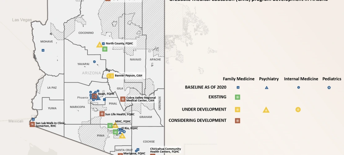 Map of AZ with Graduate Medical Programs noted