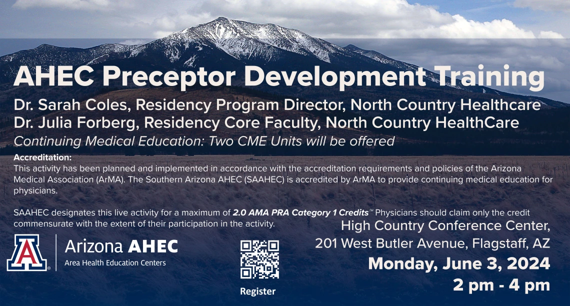 Preceptor Development Training Flyer - June 3, presenters Dr. Sarah Coles and Dr. Julia Forberg