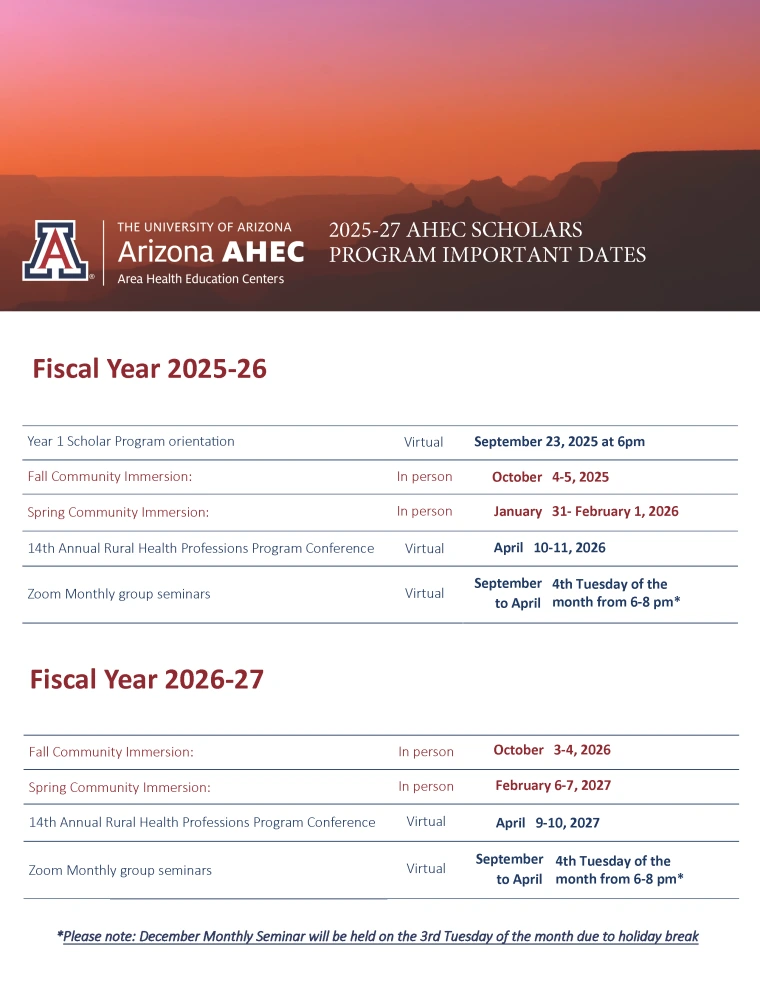 2025-27 asp important dates year 1 scholars