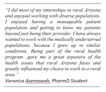 Quote from health profession student indicating they had a wonderful experience with AHEC programming opportunities.